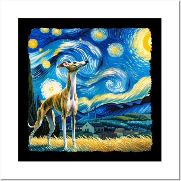 Starry Whippet Dog Portrait - Pet Portrait Wall Art by starry_night